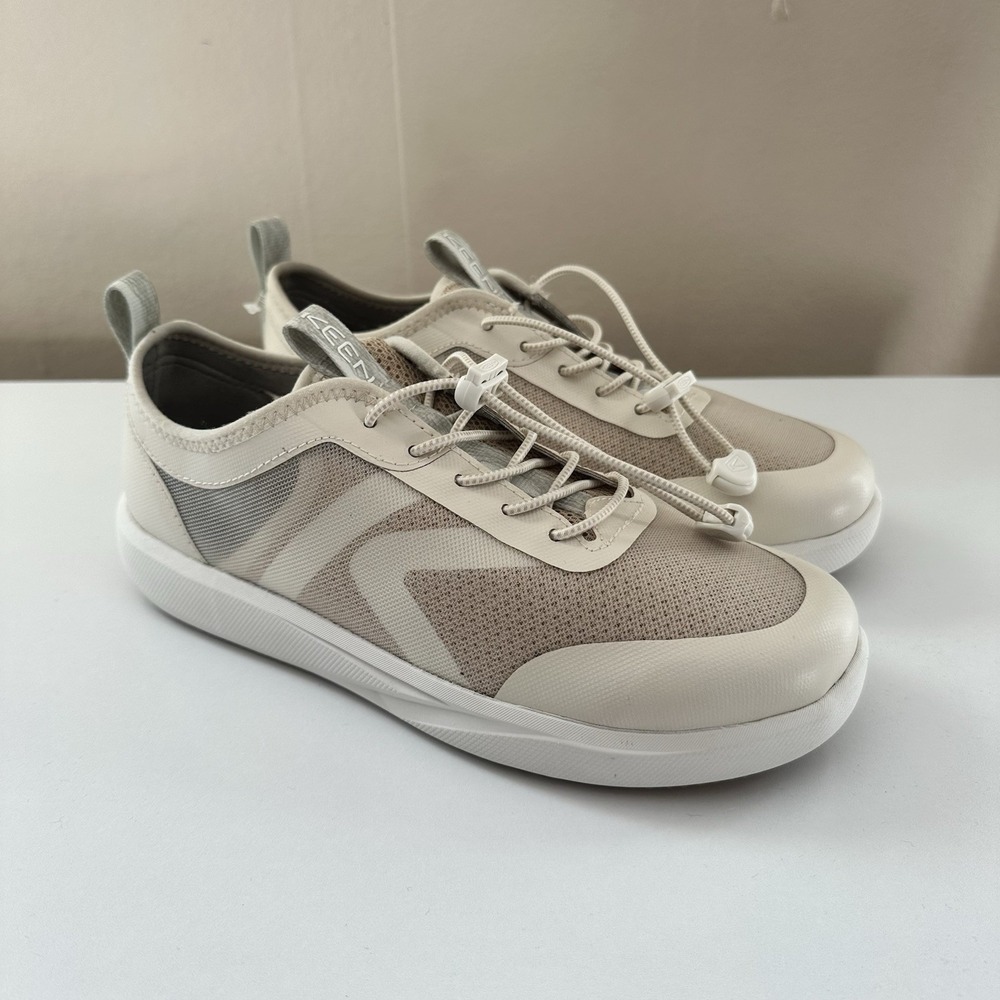 Keen Womens Mesh Sneaker Size 7 Beige Tennis Shoe Elastic Laces Preppy Sample